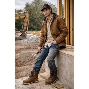 Ariat Rebar Work Boots Mens 12D Brown Leather Composite Toe Waterproof ASTM